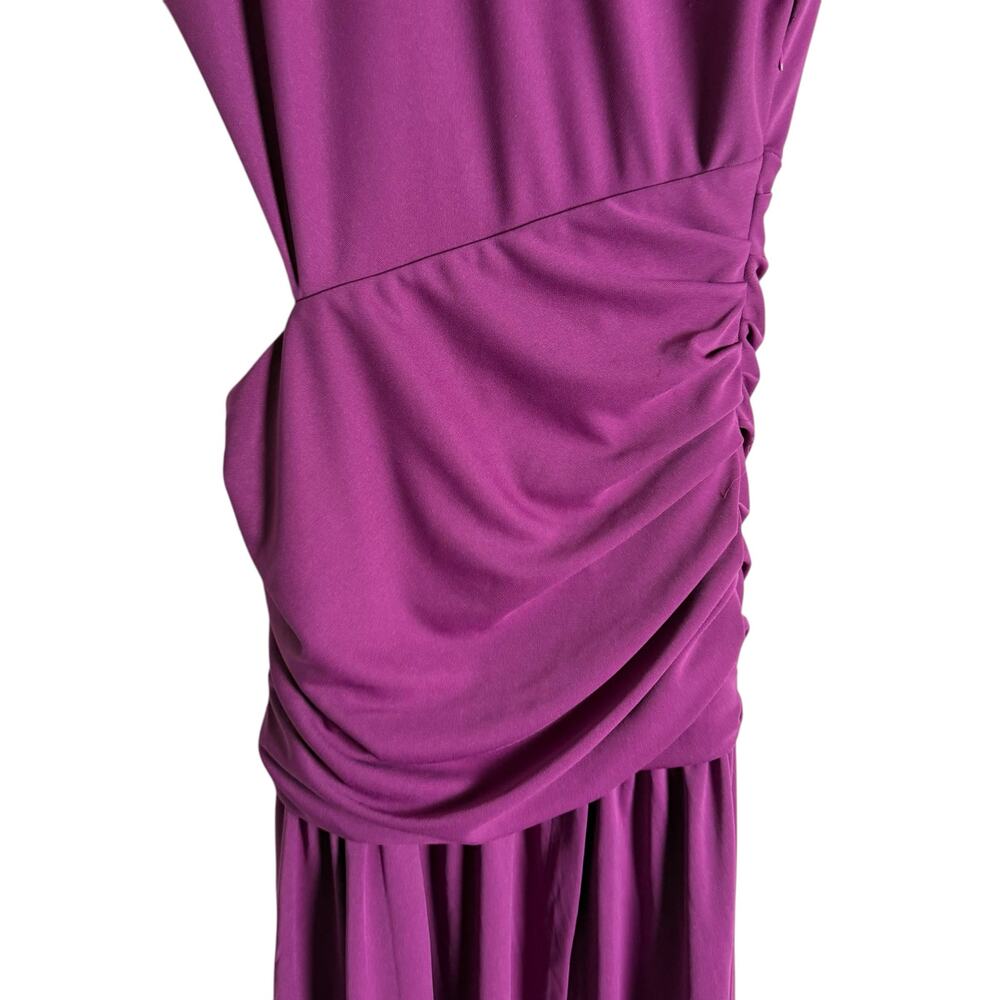 Tanya Taylor Nami Purple Asymmetric Boat Neck Draped Cap Sleeve Gown Size 2 - Picture 10 of 16